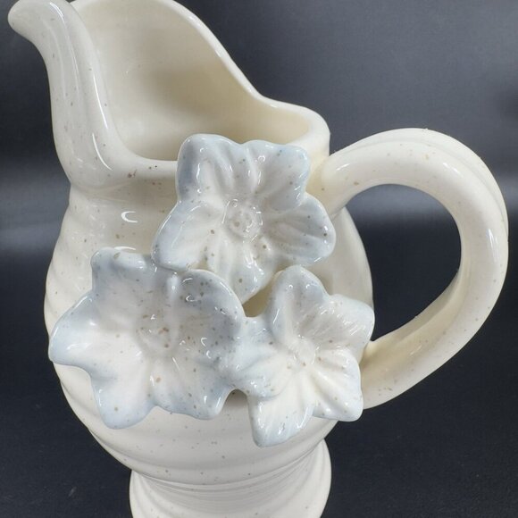 Grasslands Road Ceramic Small Pitcher Creamer With 3D Flowers Carafe Jug - Picture 7 of 12
